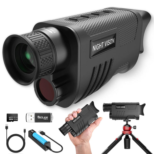 Night Vision Monocular, 8X Digital Zoom, 100% Darkness Infrared Night Vision Monocular for Adult Hunting Camping, 32G